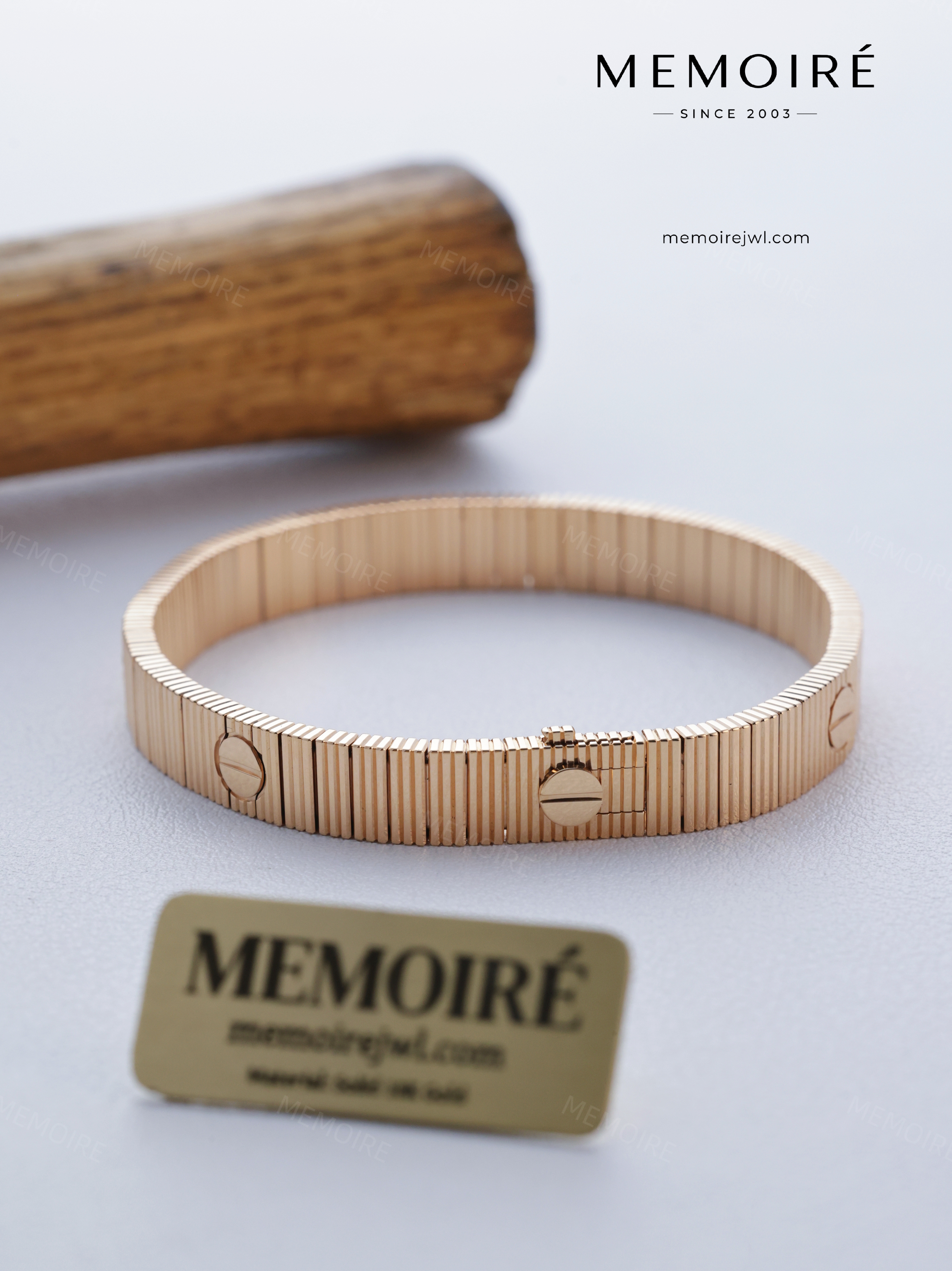 MEMOIRÉ 18K Rose Gold Vertical Texture Bracelet